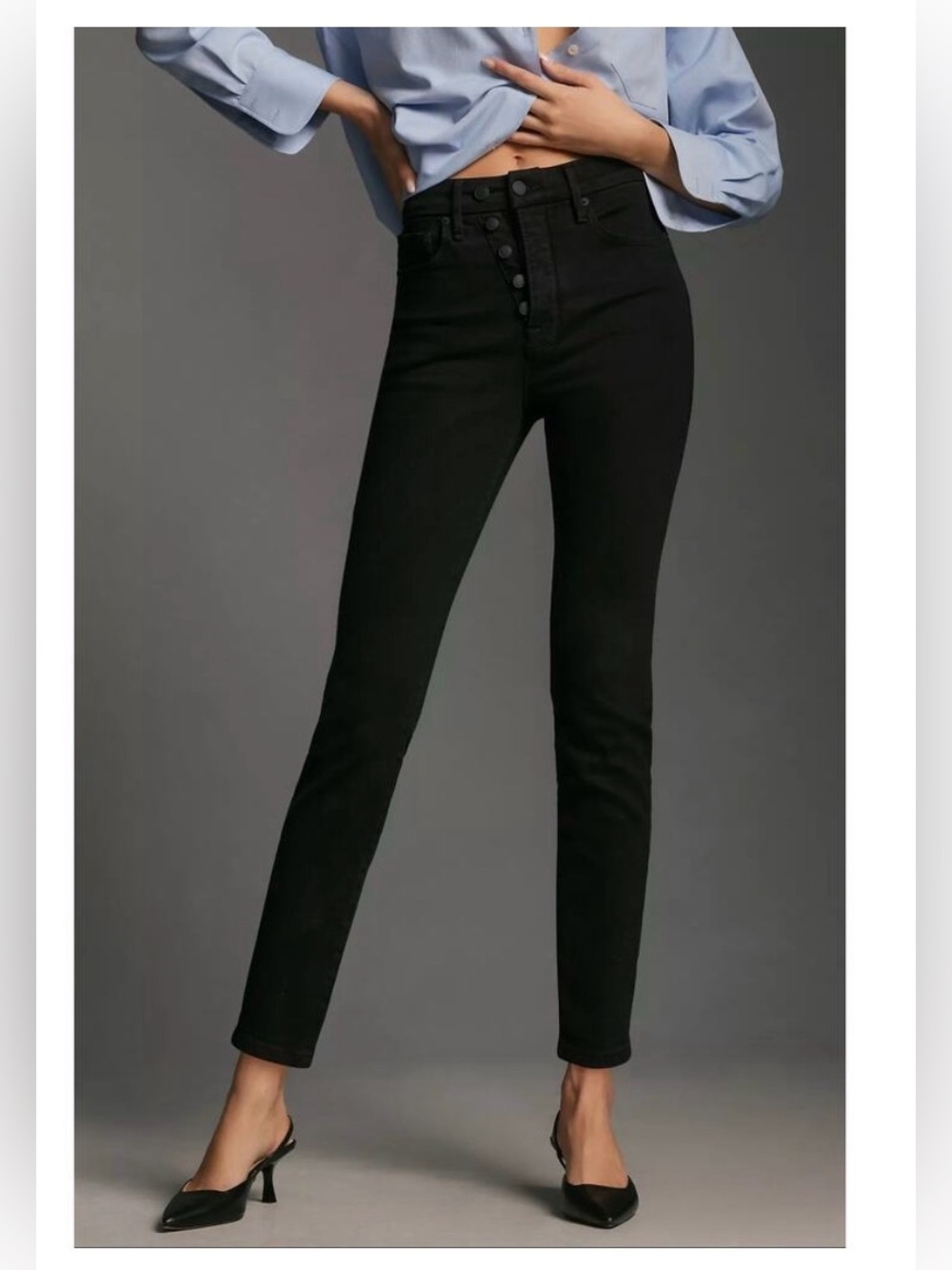 Good American Black Good Legs Skinny High-Rise Jeans 8/29